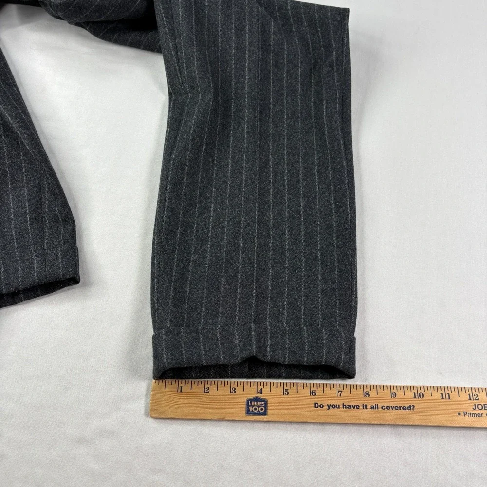 Vintage Polo Ralph Lauren Wool Pants Mens 33x32 (Fits 32x29) Gray Striped Slacks